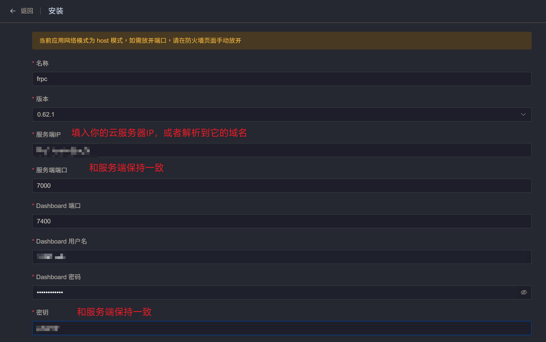 frp客户端安装选项